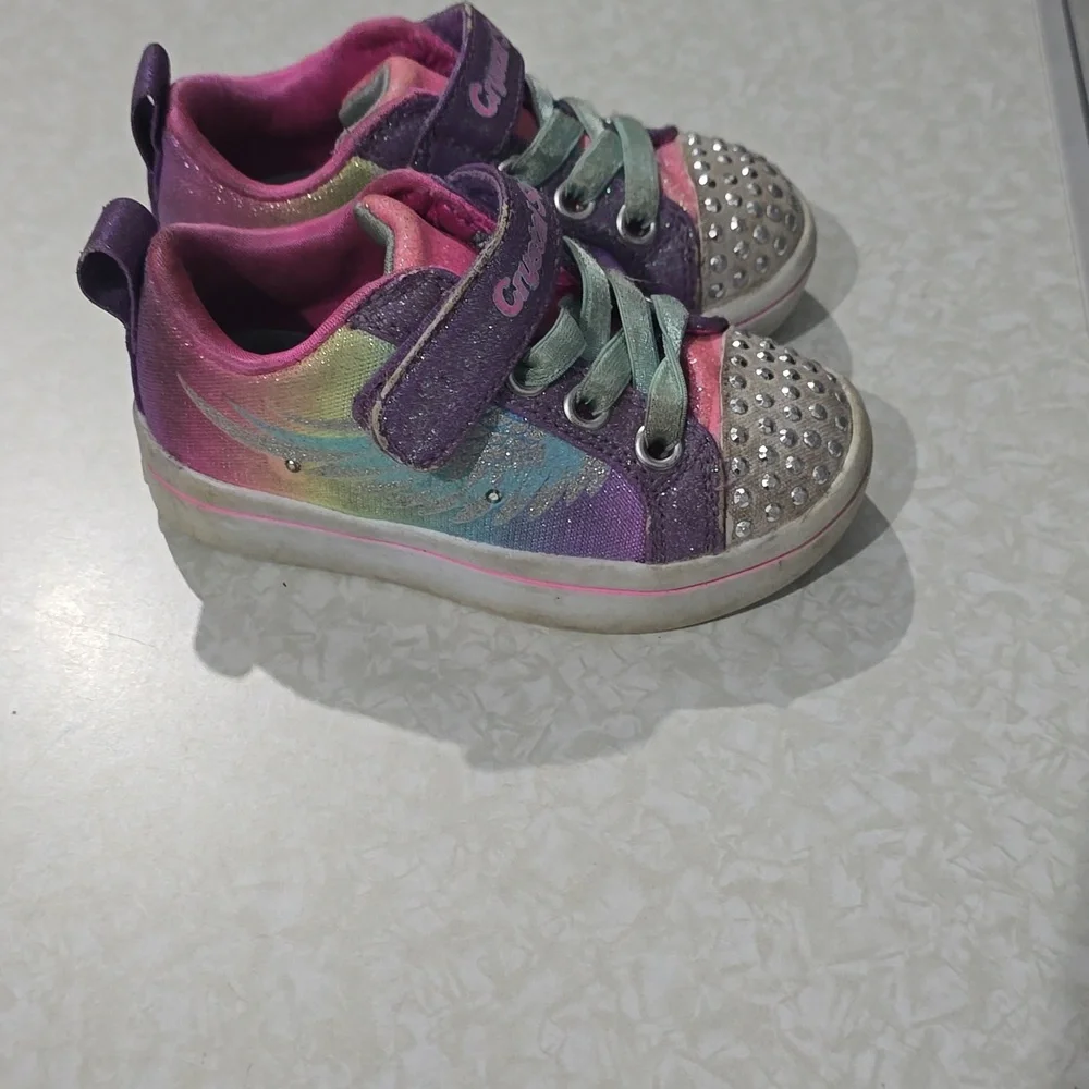 Skechers‎ Crystal Stars Toddler Girl  Light Up Sneakers  Size 6